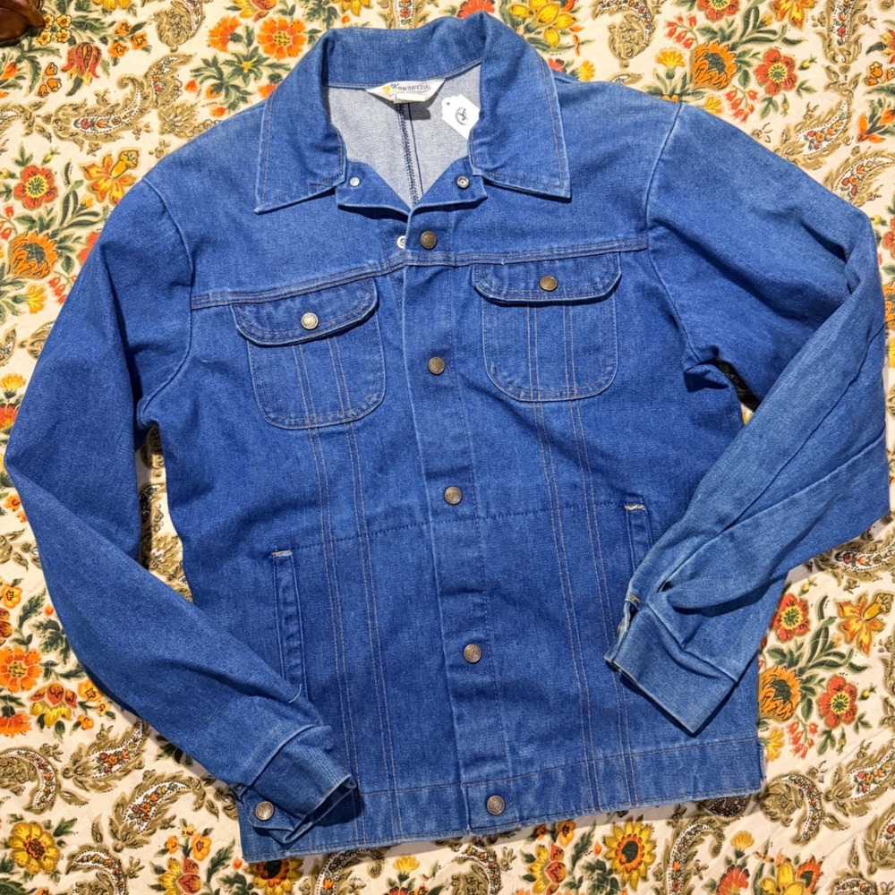 Vintage Key Imperial Denim Trucker Jacket Mens 40 Long Blue Cotton Made in USA